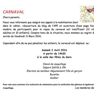 Samedi 2 avril 2016 - Défilé du Carnaval