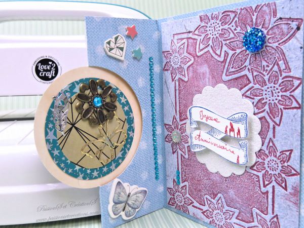 Carte - Machine - Découpe - Action - Anniversaire - Florale - 2019 - Fait maison - Fait main - Strass - Stickers - Dies - Embossage