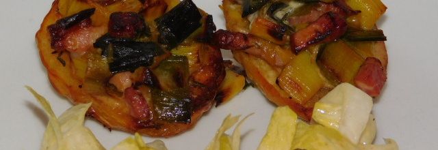 Pommes de terre farcies aux poireaux et au raifort.