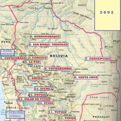 Bolivie ... Mon trajet en un coup d'oeil et mes coups de coeur