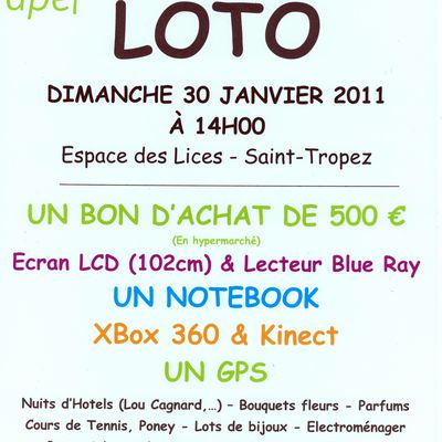 Le loto de l'école Sainte-Anne, c'est le 30 janvier !