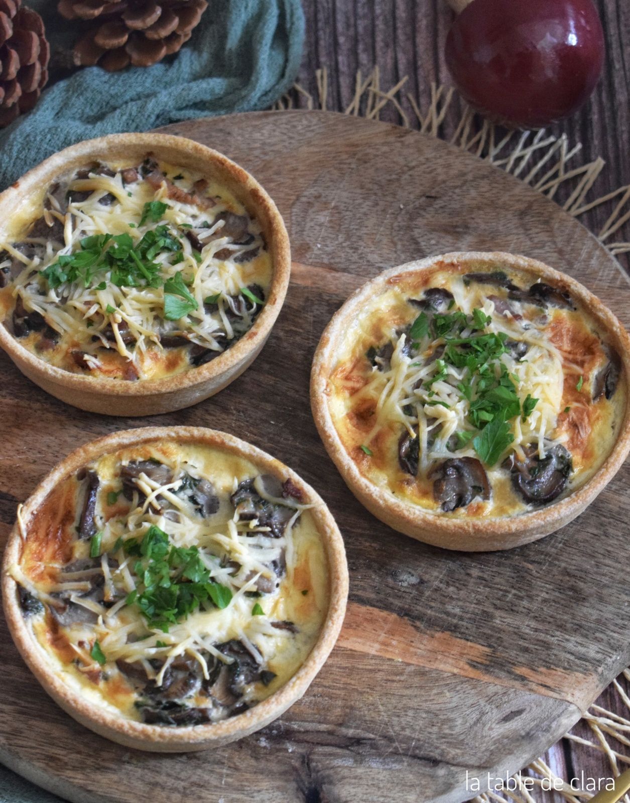 Tartelettes champignons bruns lardons