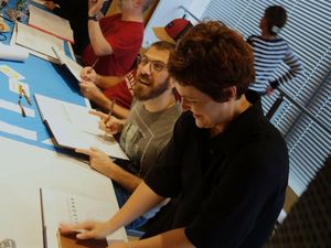 L'équipe de Goldorak la BD de passage à Amiens 
