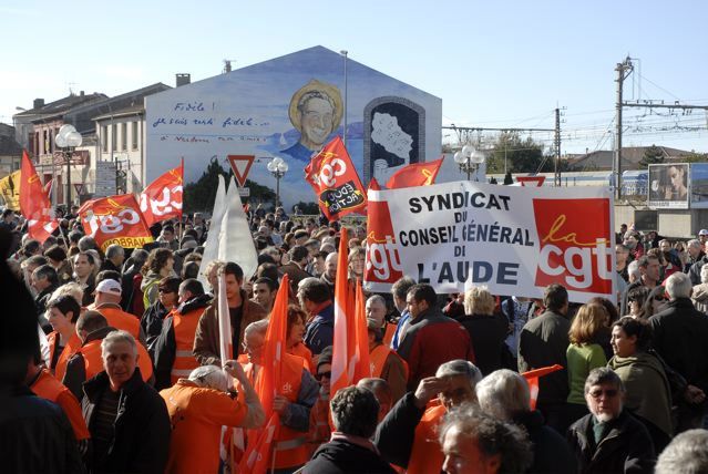 La manifestation du 29 janvier 2009 avec plus de 8.000 manifestants dans les rues de Narbonne