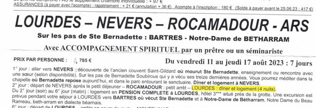 groupe du Rosaire et de Saint Michel Archange, conférence et pélérinages... 