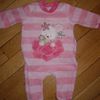 65 - Pyjama "lapin" rose rayures larges - 3 mois - 1€