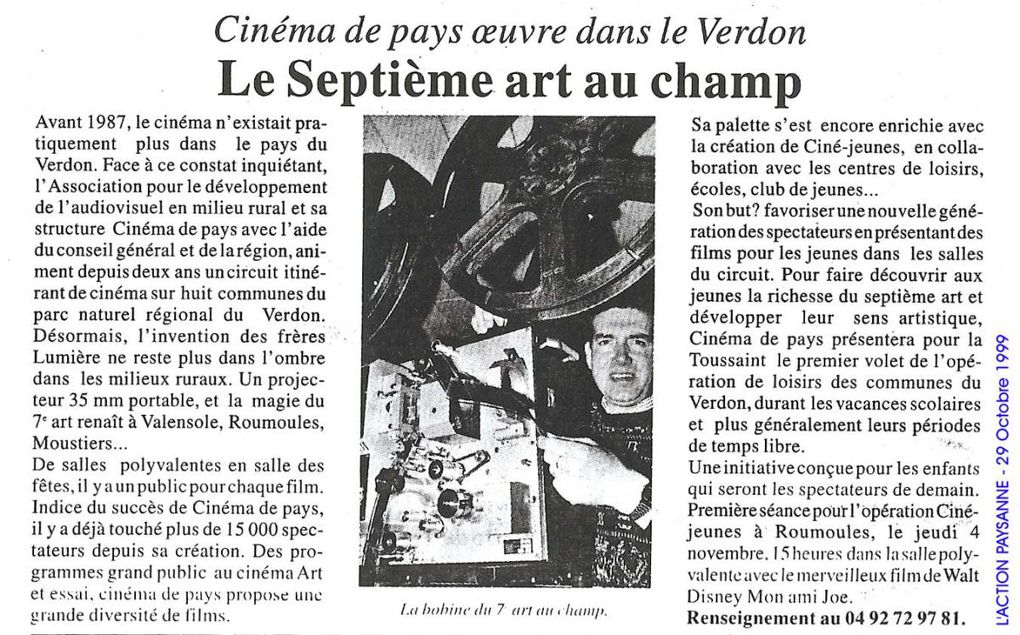 Tourné cinéma à travers le département des Alpes de Haute Provence (Sud de la France)