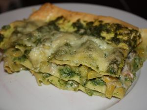 Lasagnes courgettes jaunes, pesto de roquette et crème de noisette