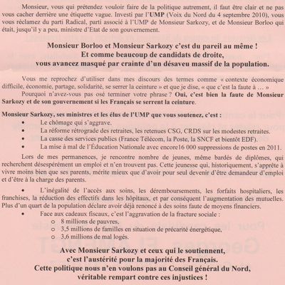 Réponse à la lettre ouverte du candidat de la droite