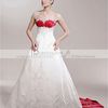 A-line the oblique spell color tail luxury satin wedding dress
