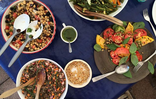 Salade de lentilles vertes, radis et carottes ou comment faire le buzz avec un éventail de salades composées!