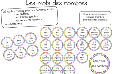 5 au quotidien: centre des mots: les mots nombres