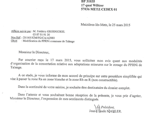 Centre Aquatique : Le Président de CCRM se contredit lui-même en signant un courrier qui montre que le terrain est constructible à Talange