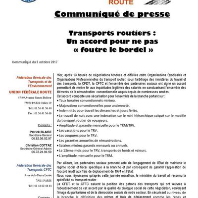 Transports Routier un accord est trouvé !