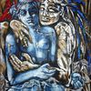 Le Faune et la Poupée - 2009 - huile sur bois - 145 x 146 cm