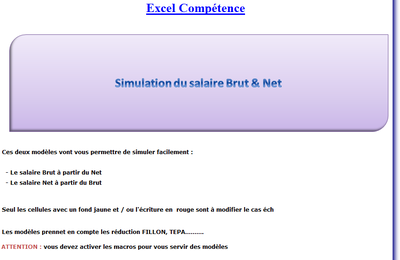 Modèle Excel de simulation du salaire Brut & Net