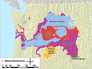 A gauche, la Columbia river Flood-basalt province -  doc.Victor Camp & Martin Ros - à droite, extension des grandes formations basaltiques - doc.Reidel & al. 2002 - Un clic pour agrandir les cartes. 