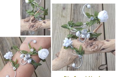 bracelet mariage elfique vigne alu argenté mariée - bijou celtique - esprit nature - fait main sur mesure 18,50E