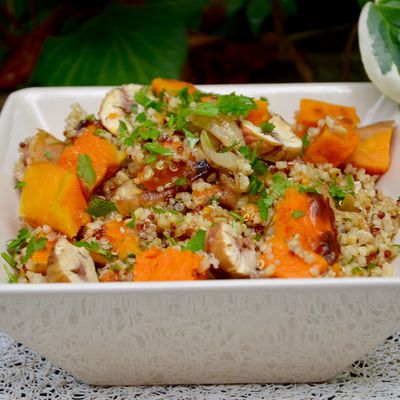 Salade d’automne quinoa, potimarron et châtaignes