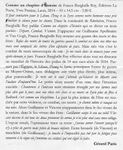 note critique de Gérard Paris pour " Comme un chapitre d'Histoire " dans la revue " Rose des Temps " ( avril 2015 )