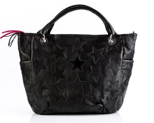 59804 FEYNSINN cabas STARS sac à main en cuir shopper femme noir 47 x 35 x 7 cm