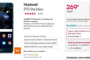 80 euros de remise immédiate sur le Huawei P10 lite bleu chez SOSH