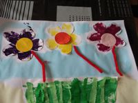 tableau sur le printemps on a fait de la peinture alimentaire 