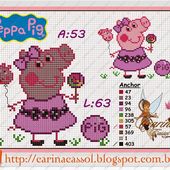 Delicado Cantinho: Toalha de Banho e Boca em Ponto Cruz "Peppa Pig"