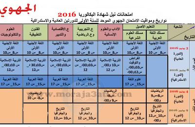 يوميات الامتحان الموحد الجهوي و الوطني 2016