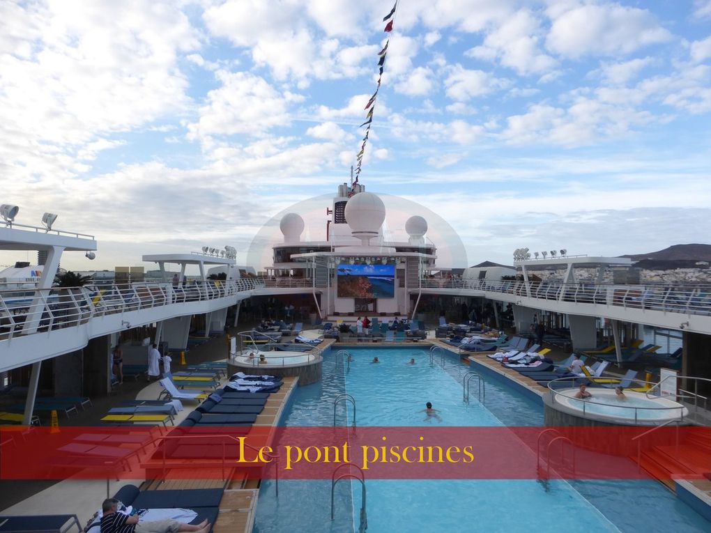 Bienvenue à bord du Mein Schiff 1. Une nouvelle fois, nous remonterons les ponts un à un, d'arrière en avant.