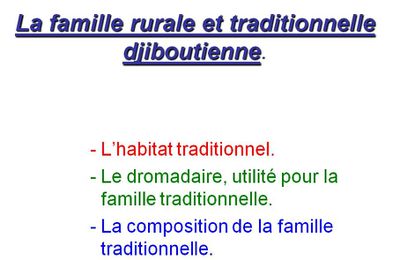 Diaporama La famille Djiboutienne classes 2nde C et D