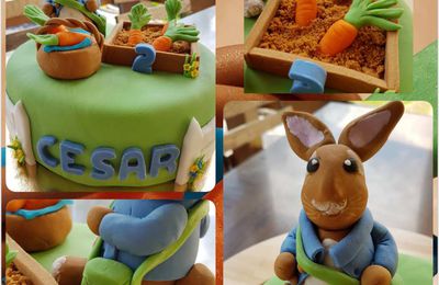 Gâteau sur le thème de Pierre Lapin pour les 2 ans de César