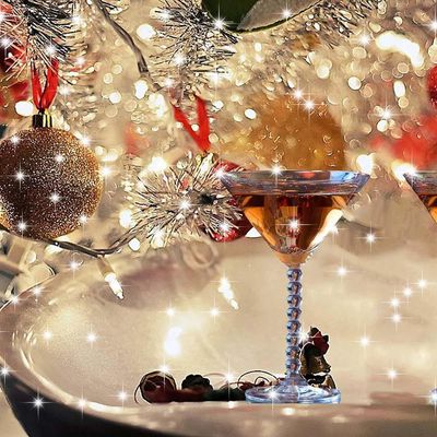 Verres - Champagne - Décoration - Noël - Wallpaper - Free