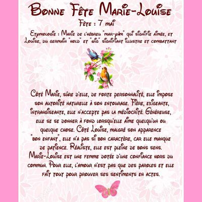 Carte Bonne Fête Marie-Louise - 7 mai