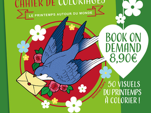 Graphisme et illustration pour la première de couverture de mes cahiers de coloriages et d'activités édités en "book on demand" - Un dimanche après-midi - 2023 - 2024 - édition papier du meilleur, remanié, de mes coloriages réalisés pendant 9 années pour le site internet Hugo l'escargot