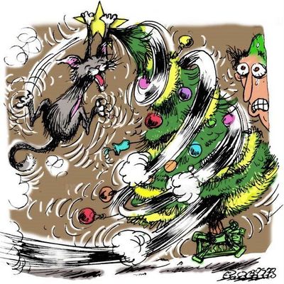 Le chat et le sapin de Noël 