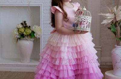 Kids Party Wear Dress Online - Pink Blue India