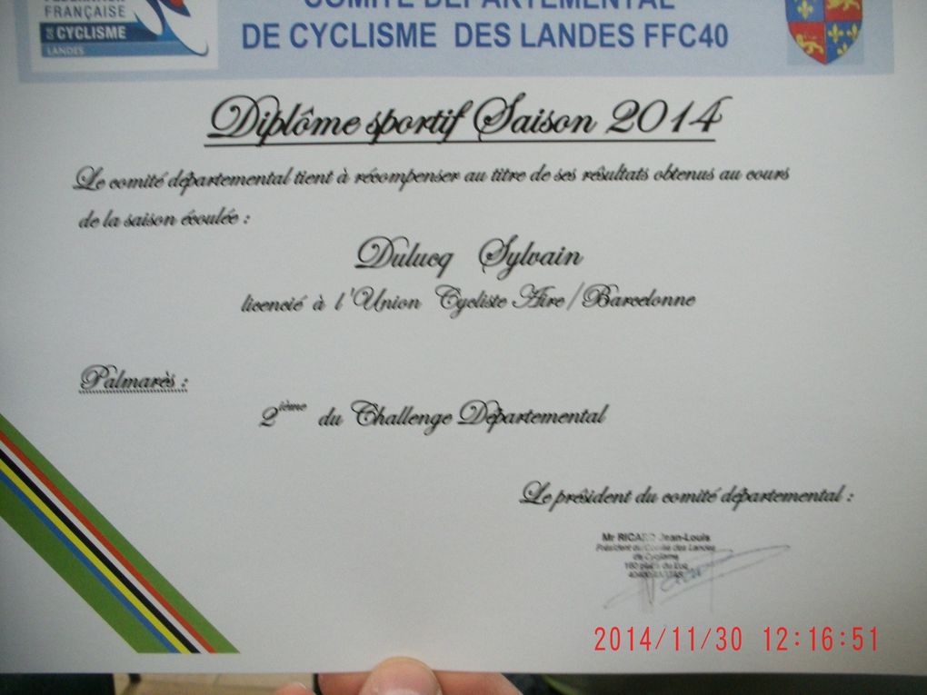 2ème place pour Sylvain Dulucq en Ecole de vélo et 2ème place également  pour Benjamin Laporte en Junior