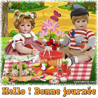 Pique-nique avec couple de poupées - les gifs animés de dentelledelune