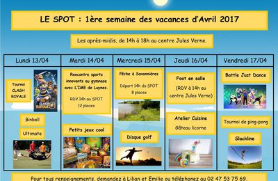 PLANNINGS AVRIL 2017