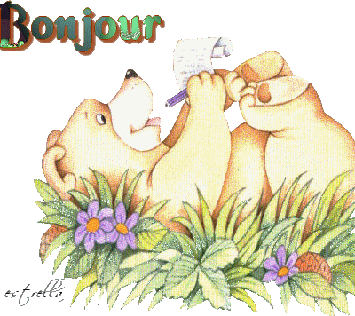 Bonjour - Ourson - Gif scintillant - Gratuit