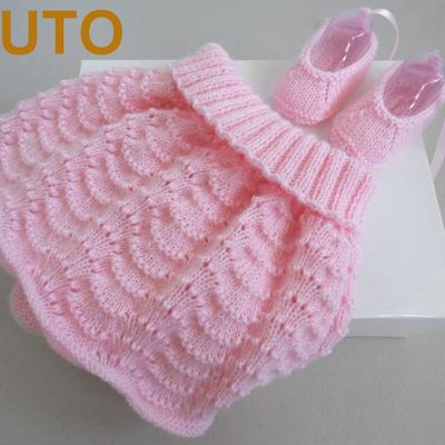 Explication tuto ensemble jupe et chaussons ballerine bébé tricot laine fait-main