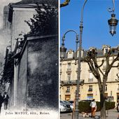 Comparaison : la cathédrale début 1914 et le jour de l'incendie