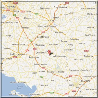 Vendée - Bazoges en Pareds - Position château sur carte