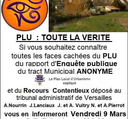 REUNION PUBLIQUE le Vendredi 9 Mars  - Salle Polyvalente