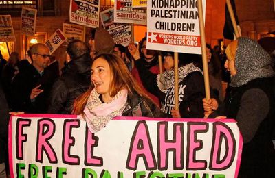 Manifestation à New-York pour la libération de Ahd Tamimi et des autres enfants palestiniens emprisonnés par Israël