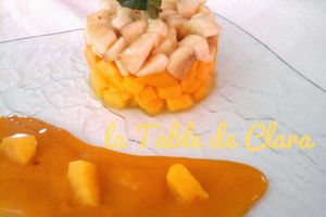 Tartare mangue banane et coulis de mangue