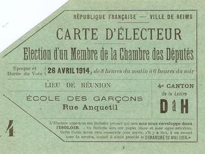 Ville de Reims, 4ème canton, bureau Ecole des garçons Rue Anquetil. 