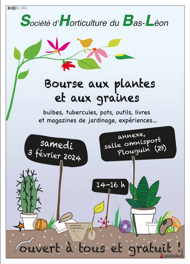 Bourse aux plantes et aux graines SHBL samedi 3 février 2024 à Plouguin -  Société d'Horticulture du Bas-Léon (SHBL)