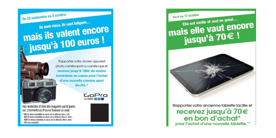 Carrefour Amiens récupère et recycle vos anciens caméscopes, appareils photo, caméras sport et tablettes tactiles